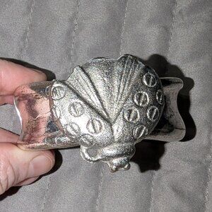 $1 with Bundle ~ Silver Scarab Beetle Cuff Bracelet NEEDS TLC 4533